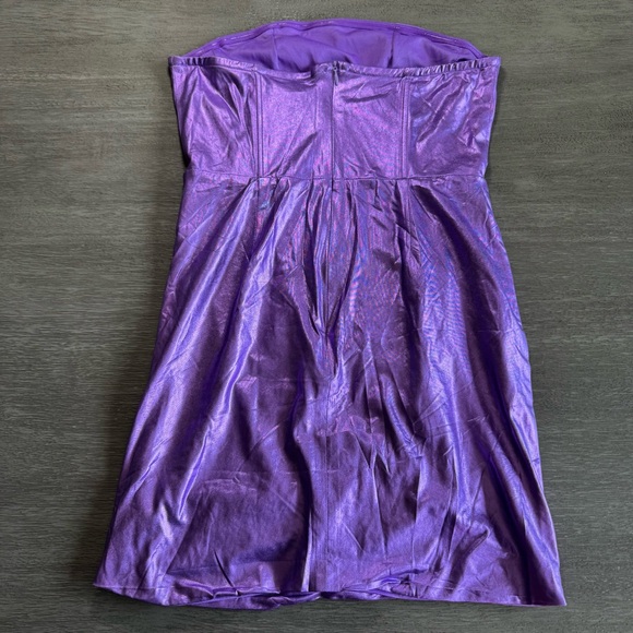 NWT Purple Metallic Neptune Mini Dress Corset Strapless Fashion Nova M - Picture 4 of 12